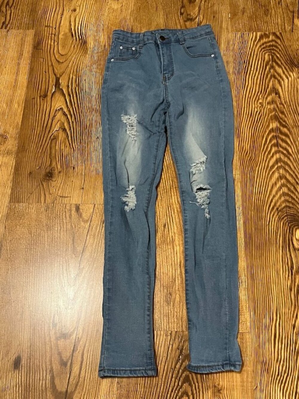 Shein Distressed Skinny Jeans/Jegging, Light Blue, Small